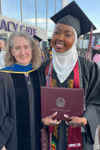 French instructor <strong>Sharon Gerlach</strong> and <strong>Aaliyah Abdi ’23</strong> (Courtesy photo)